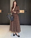コーデュロイチェックシャツワンピース
