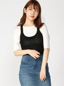 【SALE／74%OFF】GUESS (W)SL CAITLIN CROCHET CROP TOP ゲス トップス ニット ブラック