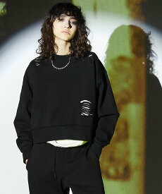 CONVERSE TOKYO WOMEN 【SET UP】DAMAGED SWEAT PULLOVER コンバーストウキョウ トップス スウェット・トレーナー ブラック ブルー イエロー【送料無料】