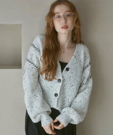 【SALE／19%OFF】Bab チョコチップショートニットカーディガン バブ / ブージュルード トップス カーディガン ベージュ グレー【送料無料】