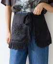 Aguniサテンビジューフリンジ巻きスカート