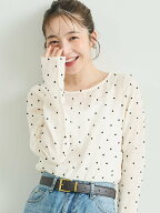 coca シースルードットトップス コカ トップス カットソー・Tシャツ ホワイト ベージュ ブラウン グリーン