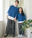 【親子コーデ】梨地裾レイヤー5分袖プルオーバー(120~160cm)