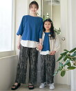 【親子コーデ】梨地裾レイヤー5分袖プルオーバー(120~160cm)