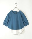 【親子コーデ】梨地裾レイヤー5分袖プルオーバー(120~160cm)