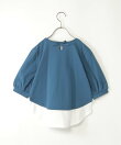 【親子コーデ】梨地裾レイヤー5分袖プルオーバー(120~160cm)