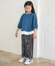 【親子コーデ】梨地裾レイヤー5分袖プルオーバー(120~160cm)