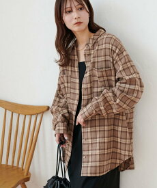 Discoat 【WEB限定】起毛チェックオーバーシャツ ディスコート トップス シャツ・ブラウス ネイビー ブラウン グレー【送料無料】