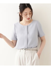 【SALE／20%OFF】NATURAL BEAUTY BASIC サテンダブルクロスブラウス ナチュラルビューティベーシック シャツ/ブラウス シャツ/ブラウスその他 ブルー ホワイト【送料無料】