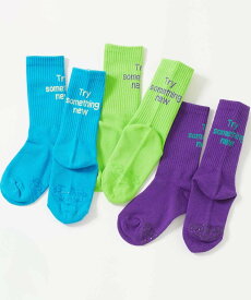 【SALE／5%OFF】devirock 3足セット ネオンカラー ロゴソックス 靴下 25AW デビロック 靴下・レッグウェア 靴下