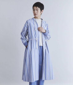 【SALE／41%OFF】SIPULI Nep Stripe 袖リブシャツワンピース シプリ ワンピース・ドレス ワンピース ブルー【送料無料】