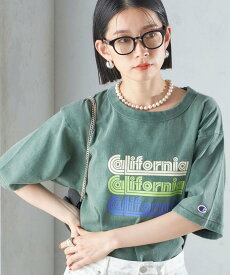 SHIPS WOMEN 【SHIPS別注】Champion:プリント TEE 24SS ◇ シップス トップス カットソー・Tシャツ グリーン ホワイト ベージュ【送料無料】