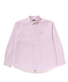 A BATHING APE APE HEAD ONE POINT LOGO STRIPES SHIRT ア ベイシング エイプ トップス シャツ・ブラウス ピンク ブルー【送料無料】