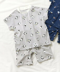 【SALE／25%OFF】apres les cours パンダ・乗り物柄パジャマ 5分丈 エフオーオンラインストア インナー・ルームウェア パジャマ グレー ブルー