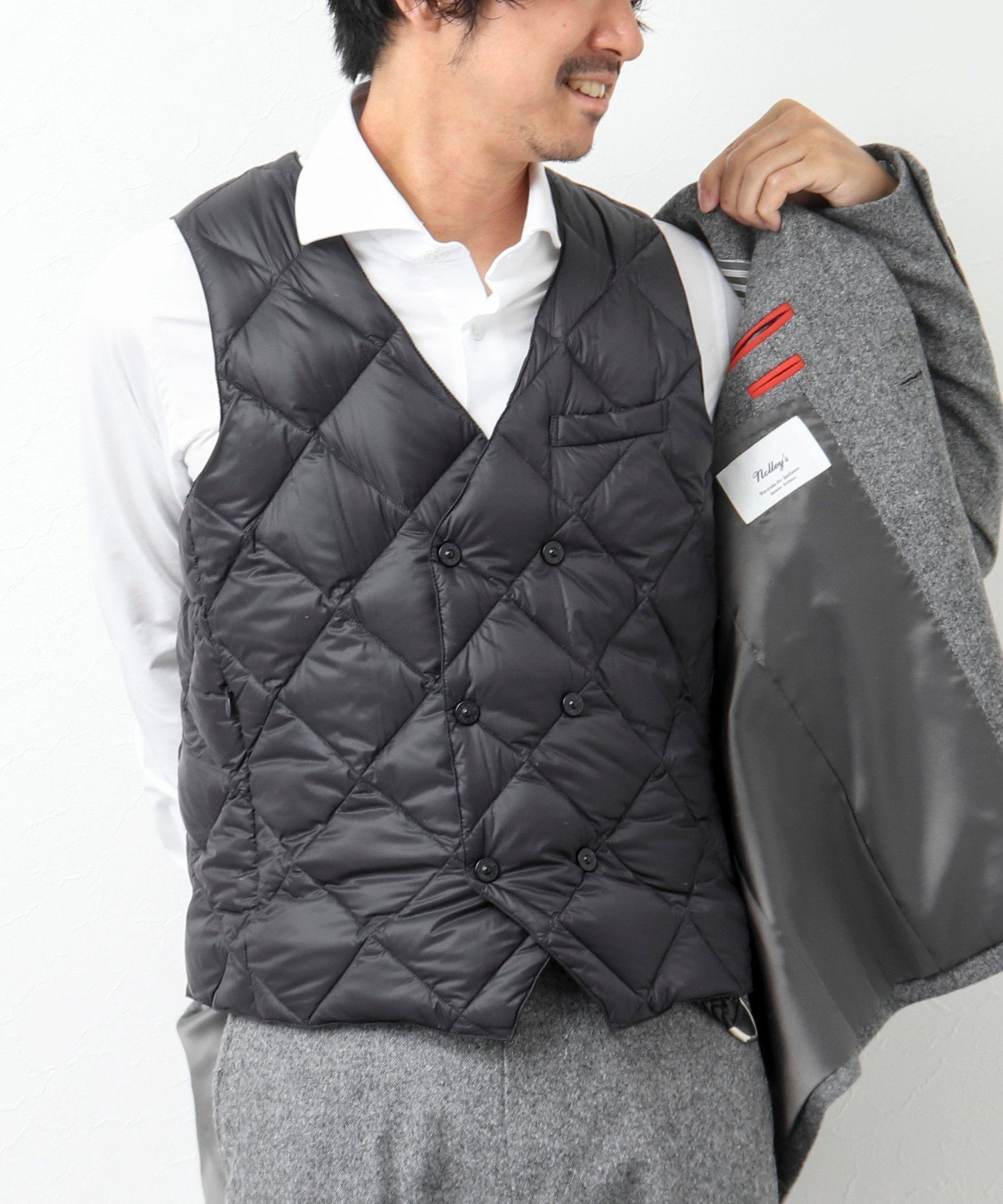 【TAION/タイオン】W-BREASTED SNAP BUTTON DOWN GILET ダウンジレ