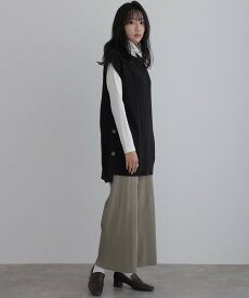 PourVous サイドボタンベスト カットソーきれいめトップス ノースリーブ ニット レディース プールヴー トップス ベスト・ジレ ホワイト グレー ブラック【送料無料】