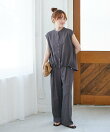 ベルト付きリネンライクワイドパンツ