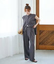 ベルト付きリネンライクワイドパンツ