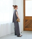 ベルト付きリネンライクワイドパンツ