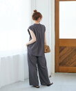 ベルト付きリネンライクワイドパンツ