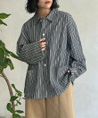 ストライプカバーオールシャツ
