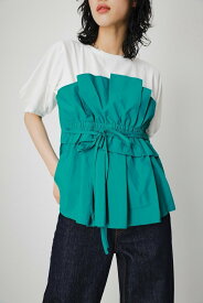 【SALE／50%OFF】AZUL BY MOUSSY BUSTIER LAYERED TOPS II アズールバイマウジー トップス カットソー・Tシャツ ブラック ベージュ ブルー