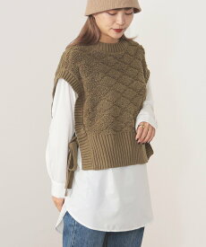 BEAMS HEART WOMEN BEAMS HEART / ニットベスト ドッキングブラウス ビームス ハート トップス ニット ホワイト オレンジ カーキ【送料無料】