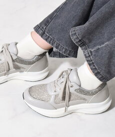 【SALE／41%OFF】Bridget Birkin 【Bridget Birkin】ラメレーススニーカー ブリジットバーキン シューズ・靴 スニーカー ベージュ グレー ホワイト【送料無料】