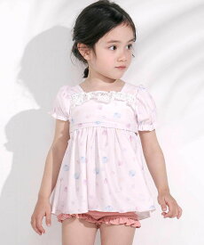 【SALE／10%OFF】SLAP SLIP シェル柄フロントレースパフスリーブセパレート型スイムウェア(90~130cm) ベベ オンライン ストア 水着・スイムグッズ 水着 ブルー ピンク