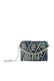 DIESEL ウィメンズ カードホルダー CARD HOLDER WITH CHA ディーゼル 財布・ポーチ・ケース 名刺入れ・カードケース ブルー【送料無料】
