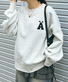 【SALE／50%OFF】GeeRA サガラ刺しゅう裏起毛スウェット ジーラ トップス スウェット・トレーナー ブラック グレー ベージュ