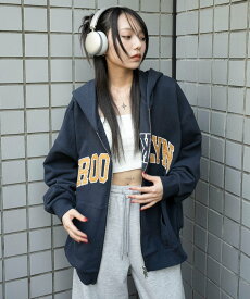 WEGO LADY'S グラフィックBIGZIPパーカー ウィゴー トップス パーカー・フーディー ワインレッド ブラック グレー ピンク レッド ネイビー ブラウン グリーン【送料無料】