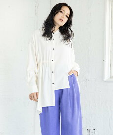 OSMOSIS アシンメトリーシャツブラウス オズモーシス トップス シャツ・ブラウス ホワイト ブラック【送料無料】