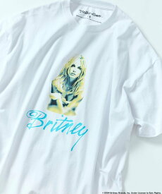 FREAK'S STORE Britney Spears ブリトニー・スピアーズ 別注 ビッグシルエット クルーネック プリントTシャツ 【限定展開】 フリークスストア トップス カットソー・Tシャツ ホワイト グレー【送料無料】