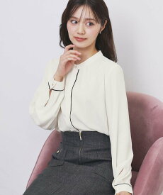 【SALE／11%OFF】index タックデザインバンドカラーブラウス【洗濯機OK】 インデックス トップス シャツ・ブラウス グレー ホワイト ブラック ネイビー【送料無料】