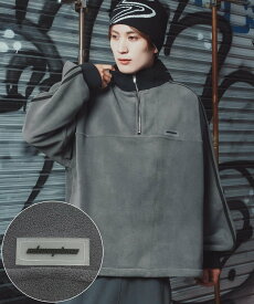 【SALE／25%OFF】SIDEWAY STANCE SIDEWAY STANCE シリコン ワッペン フリース ハーフジップ トラック プルオーバー インプローブス ジャケット・アウター ブルゾン・ジャンパー グレー ホワイト ネイビー【送料無料】
