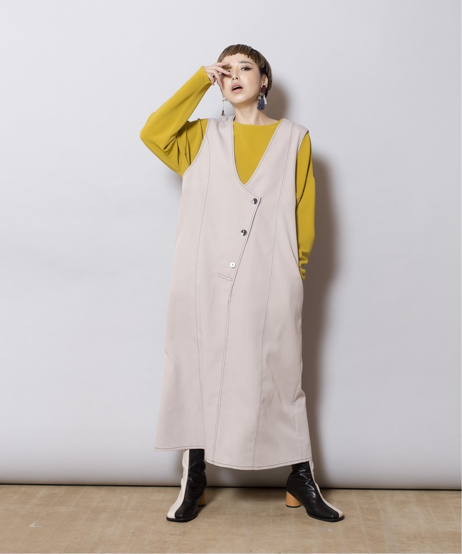 OSMOSIS｜アシメステッチジャンパースカート | Rakuten Fashion(楽天