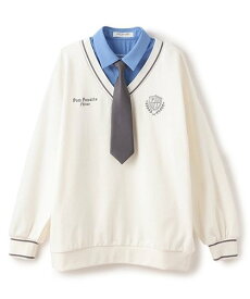 【SALE／50%OFF】pom ponette junior ネクタイつき裏毛トレーナー ナルミヤオンライン トップス スウェット・トレーナー ホワイト【送料無料】