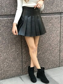 【SALE／59%OFF】SPIGA プリーツ合皮スカート スピーガ スカート その他のスカート ブラック