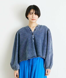 【SALE／30%OFF】INED 《INED CLARO》デニムギャザーヨークブラウス イネド トップス シャツ・ブラウス ブルー【送料無料】