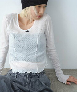 �ySALE�^50%OFF�zCODE A whisper jersey top �R�[�h�G�[ �g�b�v�X �J�b�g�\�[�ET�V���c �z���C�g �O���[ �p�[�v���y���������z