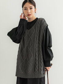 【SALE／66%OFF】coca ケーブルニットベスト コカ トップス ベスト・ジレ グレー