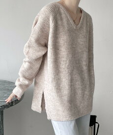 【SALE／87%OFF】emi+ メランジボリューム袖ニット エミプラス トップス ニット ベージュ ブラック レッド パープル