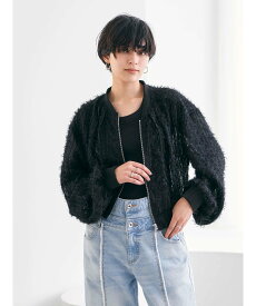 YECCA VECCA フェザーシアーZIPブルゾン/24SS イェッカヴェッカ ジャケット・アウター ブルゾン・ジャンパー ホワイト ブラック【送料無料】