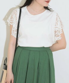 【SALE／20%OFF】BEAMS HEART WOMEN BEAMS HEART / レーススリーブ プルオーバー ビームス ハート トップス カットソー・Tシャツ グリーン ブラック ホワイト【送料無料】