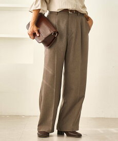 ROPE' PICNIC レディハンサムシリーズ ウールライクウエストタックセミワイドパンツ/セットアップ対応 ロペピクニック パンツ スラックス・ドレスパンツ ブラック グレー ベージュ ネイビー【送料無料】