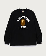 A BATHING APE COLLEGE LS TEE ア ベイシング エイプ トップス カットソー・Tシャツ ピンク ブラック ホ…