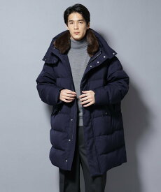 【SALE／30%OFF】NANO universe 「西川ダウン(R)」フェイクファーカラーサージロングダウン ナノユニバース ジャケット・アウター ダウンジャケット・ダウンベスト ネイビー ブラック【送料無料】