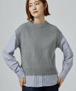 【SALE／9%OFF】grove 【2点セット/時短・着回し】着るだけでコーデが完成 ニットベスト*シャツ グローブ トップス ア…