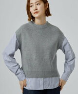 grove 【2点セット/時短・着回し】着るだけでコーデが完成 ニットベスト*シャツ グローブ トップス アン…